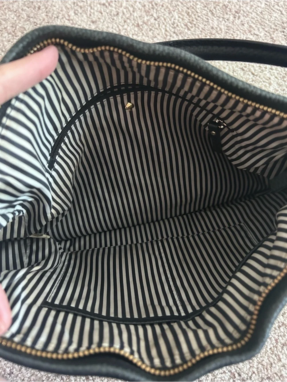 kate spade Black Pebbled Leather Shoulder Bag with Gold Hardware